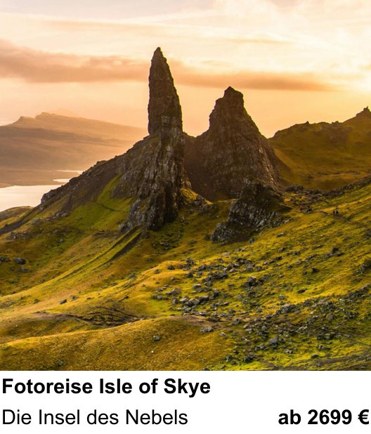 Naturnaher Foto-Workshop mit dem Thema Fotoreise Isle of Skye: Die Insel des Nebels
